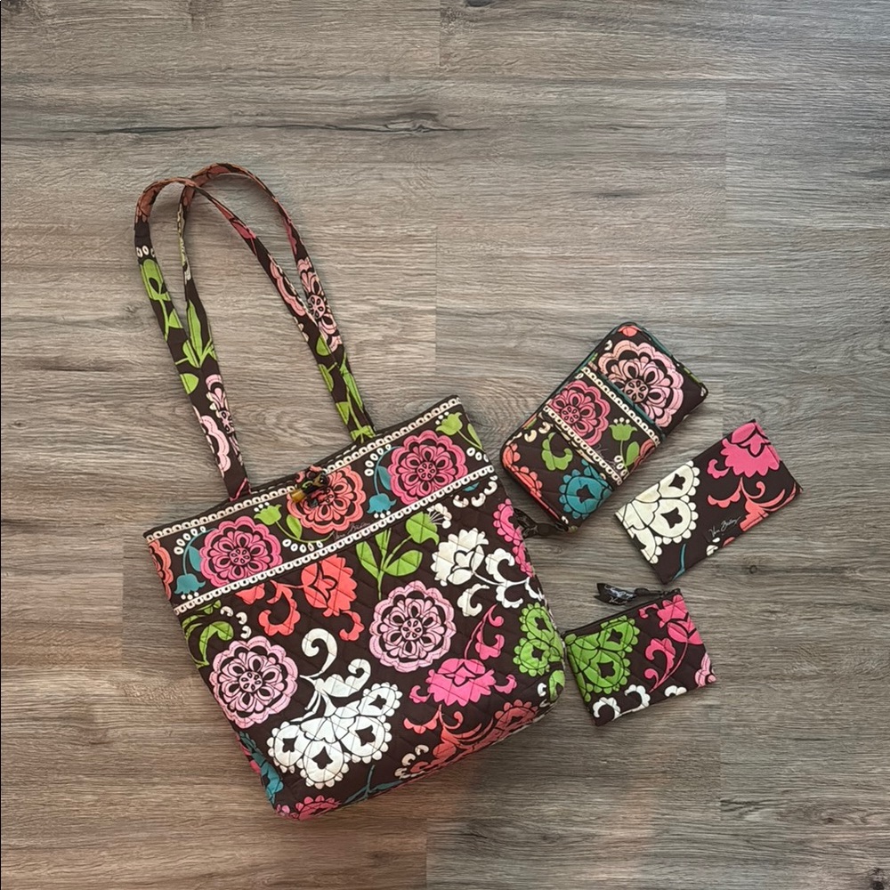 Vintage Vera Bradley Floral Tote Bag Set